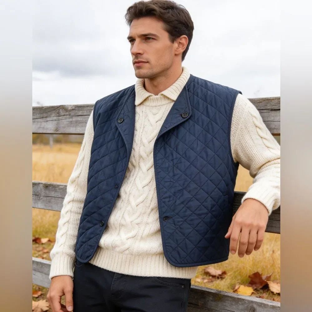 RALPH LAUREN PURPLE COLLECTION MENS BLUE LINEN VEST